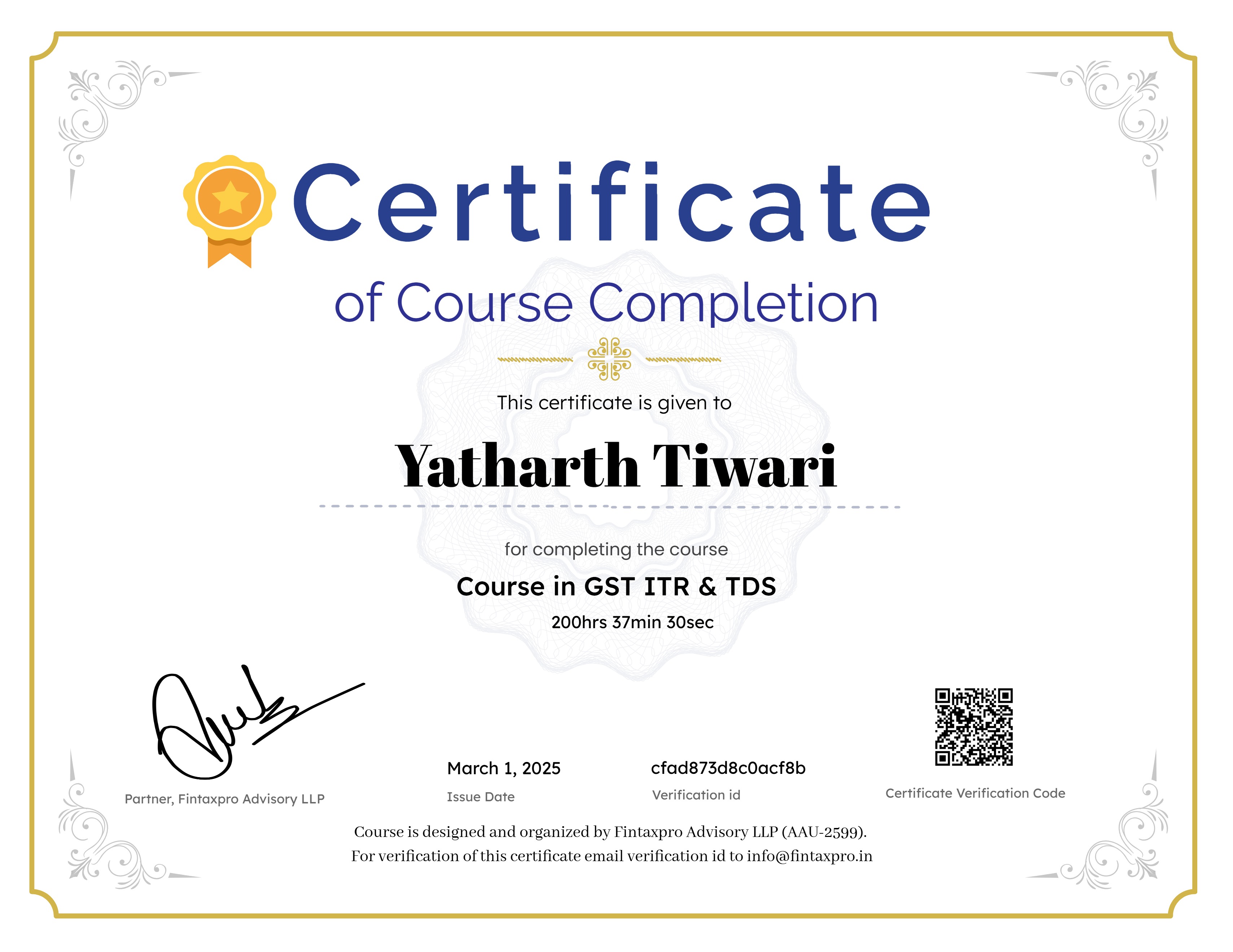 Course in GST ITR TDS & TCS