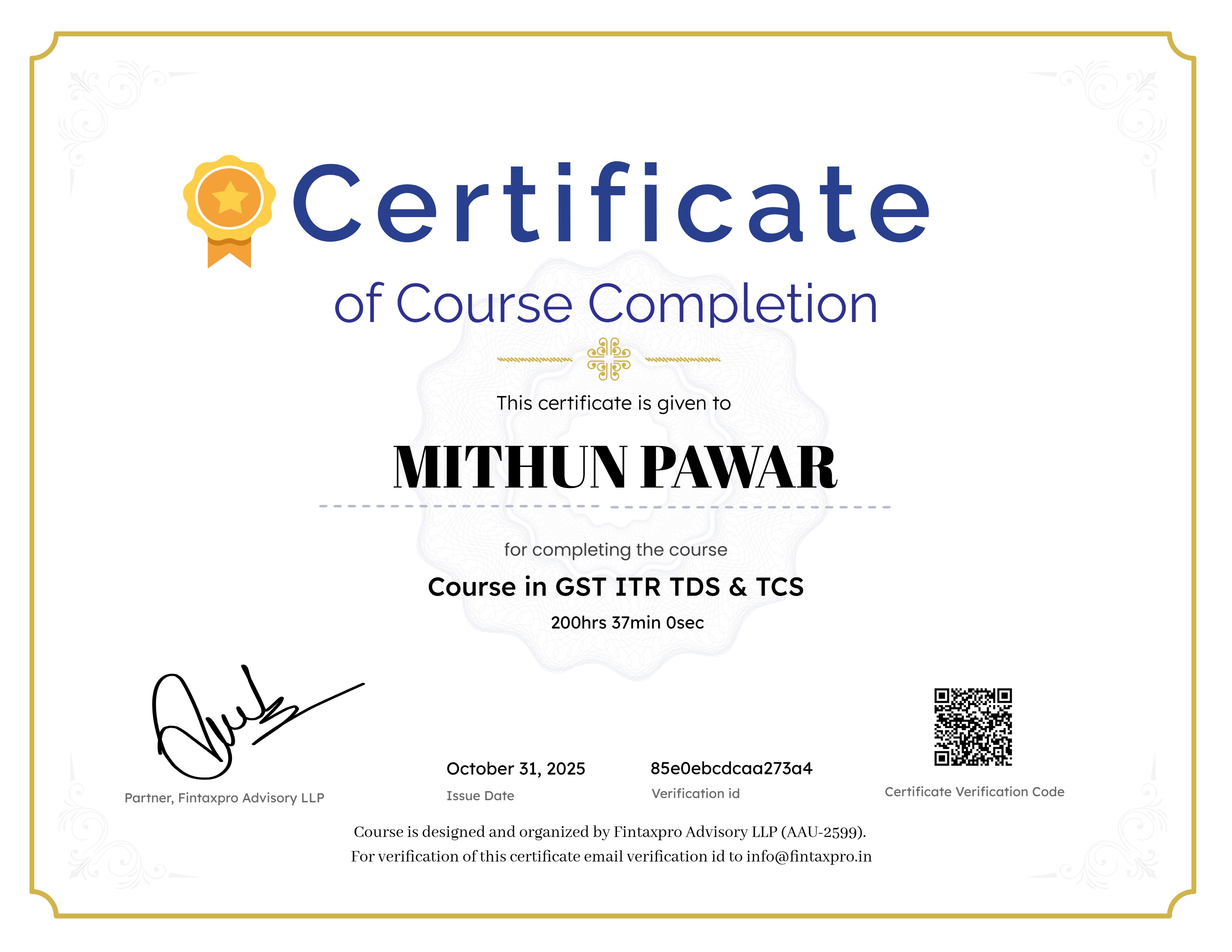 Course in GST ITR TDS & TCS