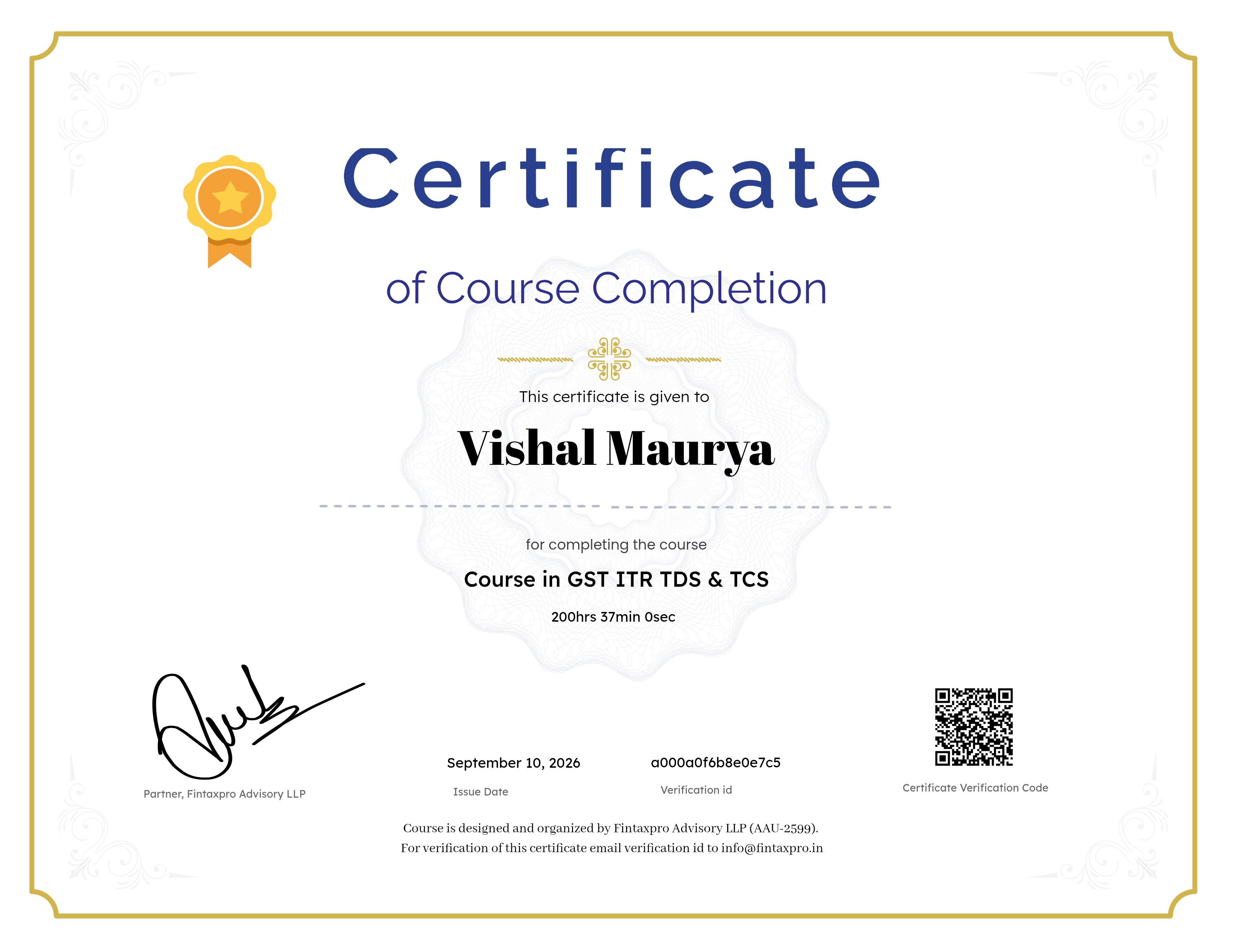 Course in GST ITR TDS & TCS
