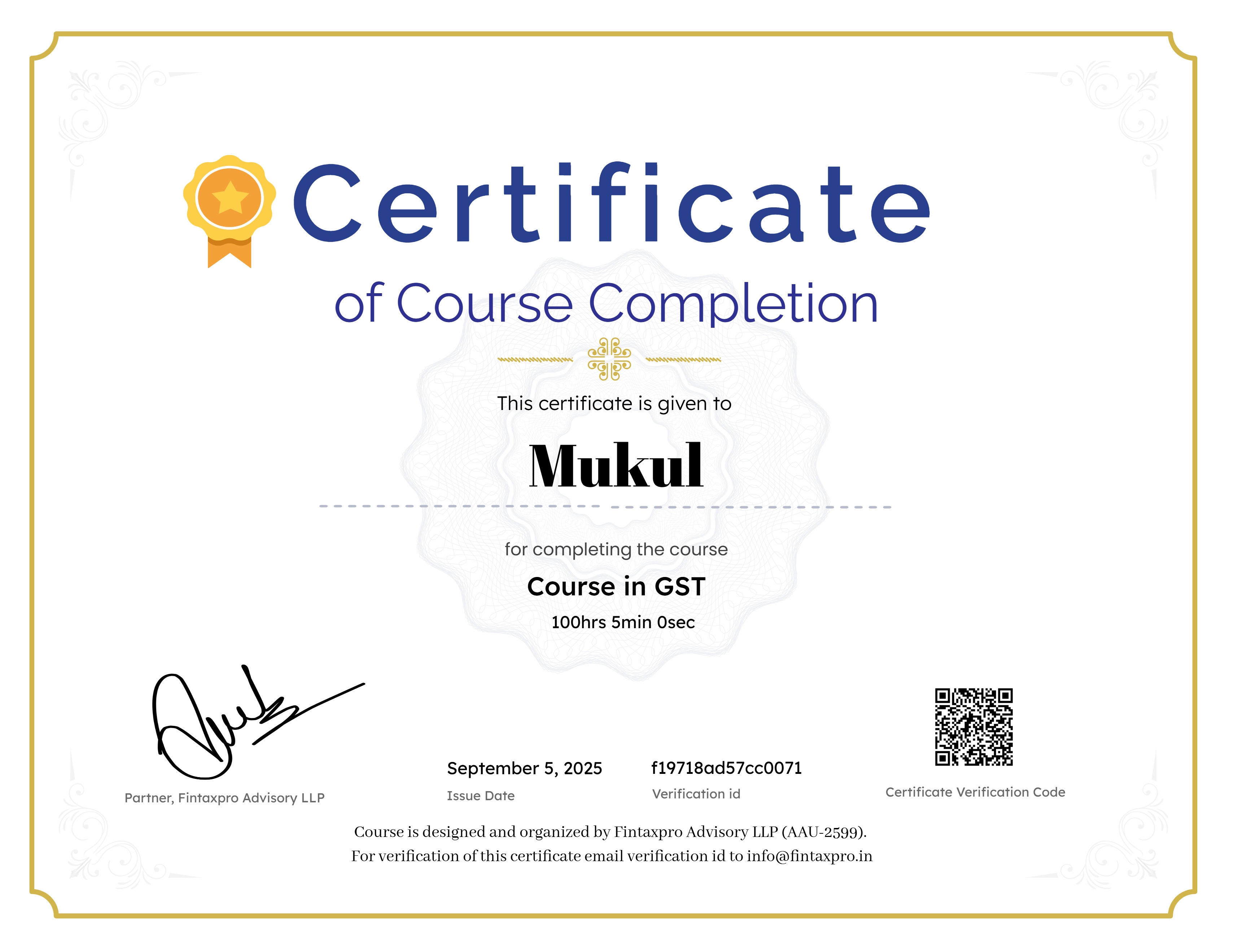 Course in GST