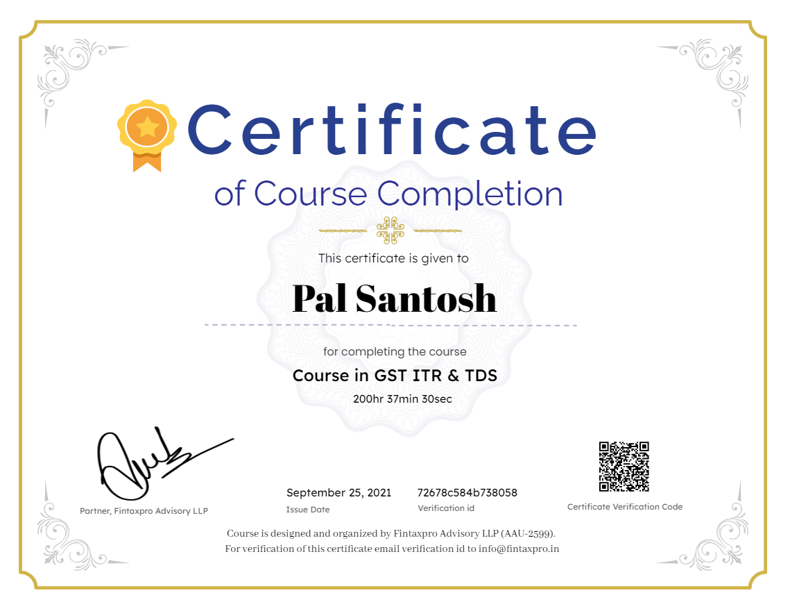 Course in GST ITR TDS & TCS
