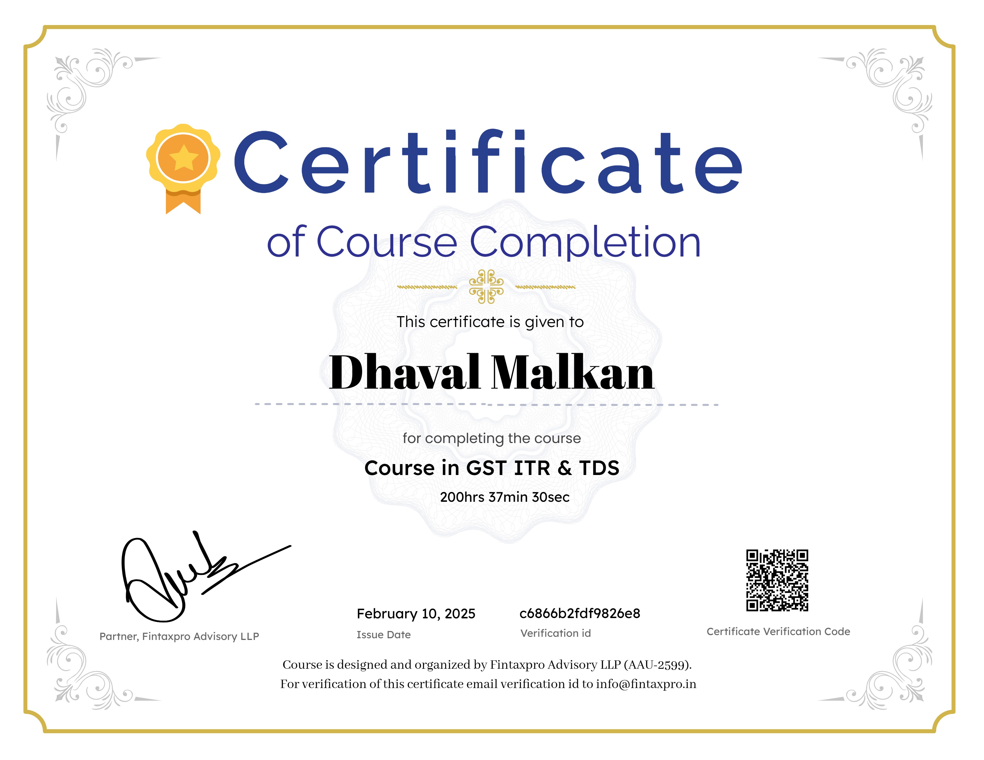 Course in GST ITR TDS & TCS