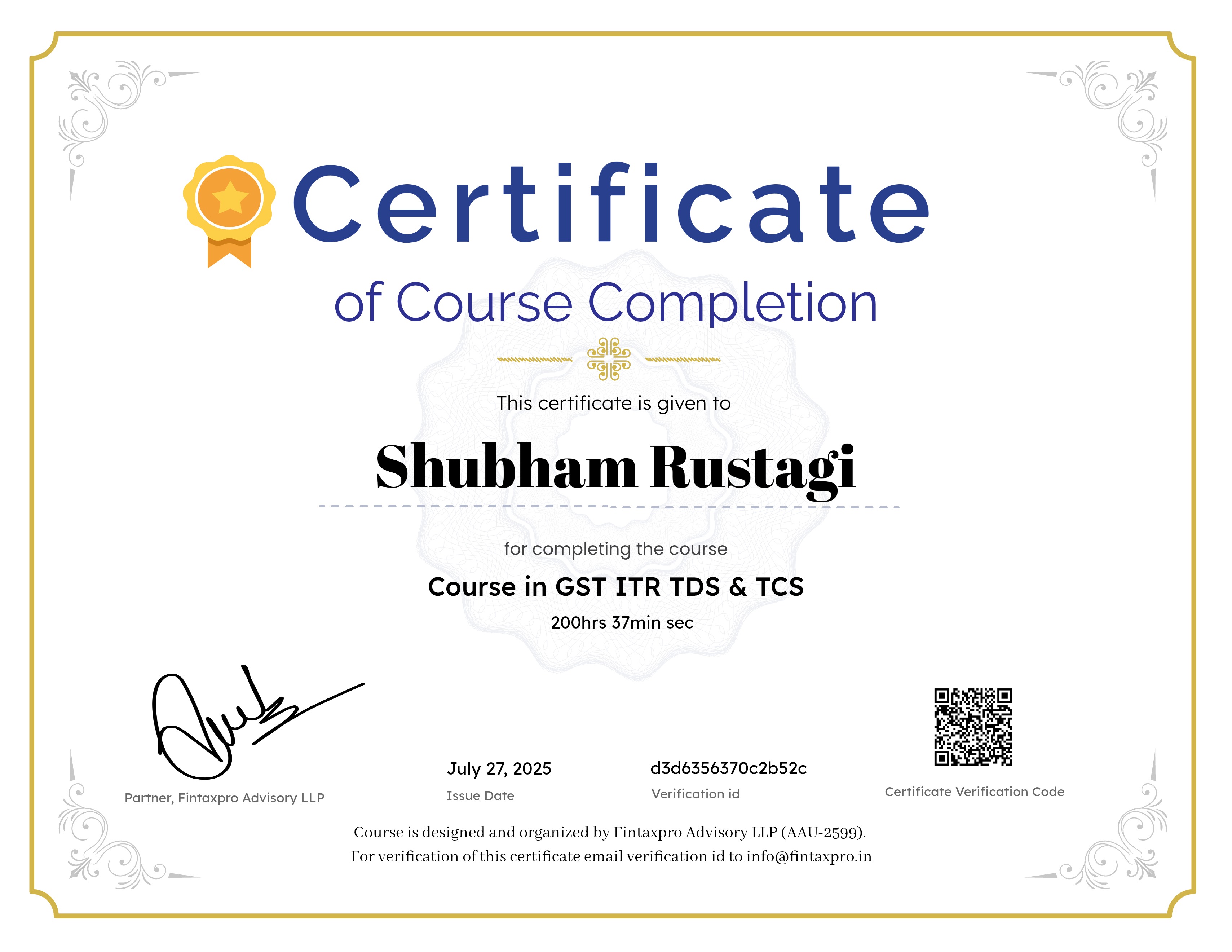 Course in GST ITR TDS & TCS