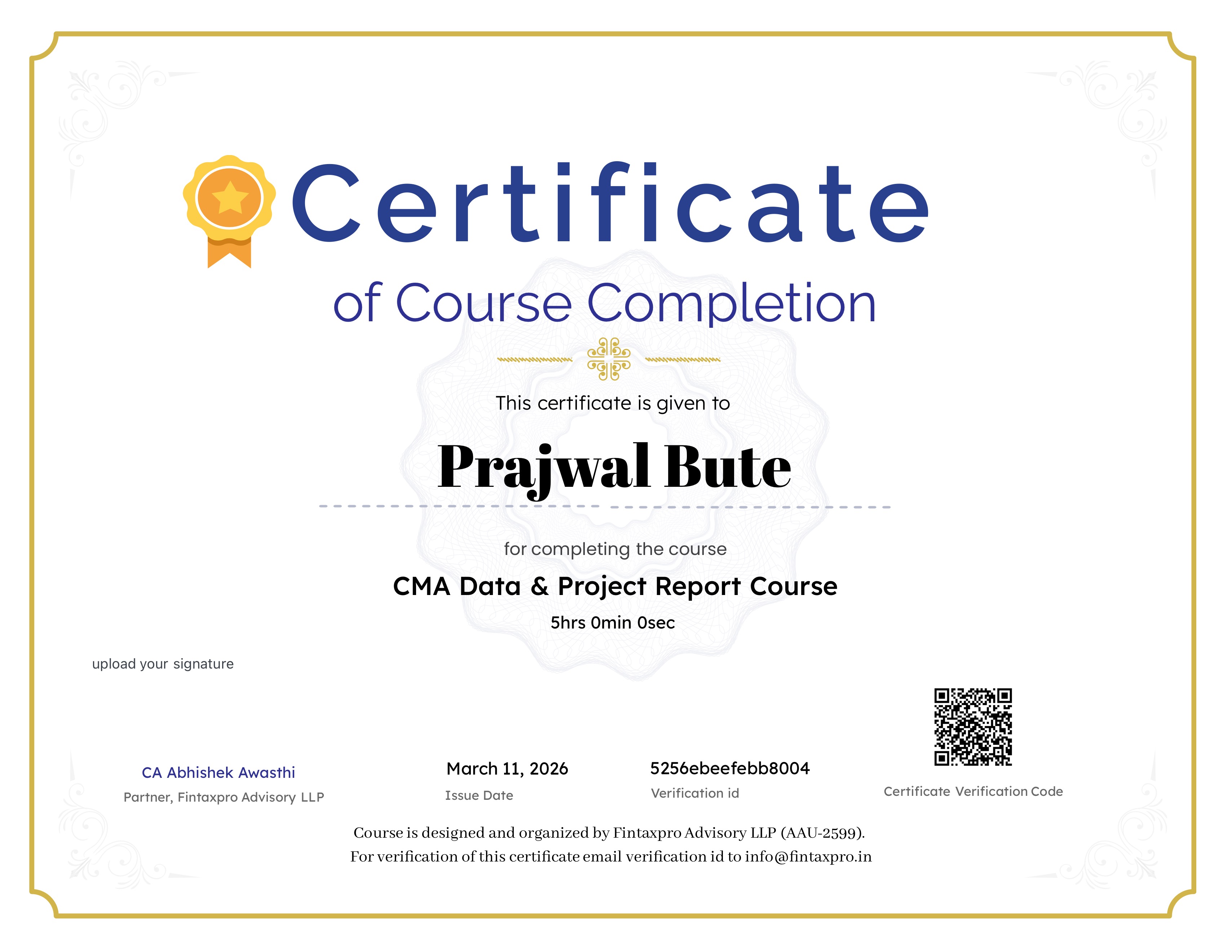 CMA Data & Project Report Course